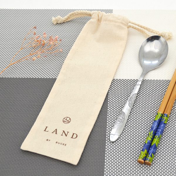 Natural Cotton Tableware Storage Bag Chopsticks Straw Drawstring Bag