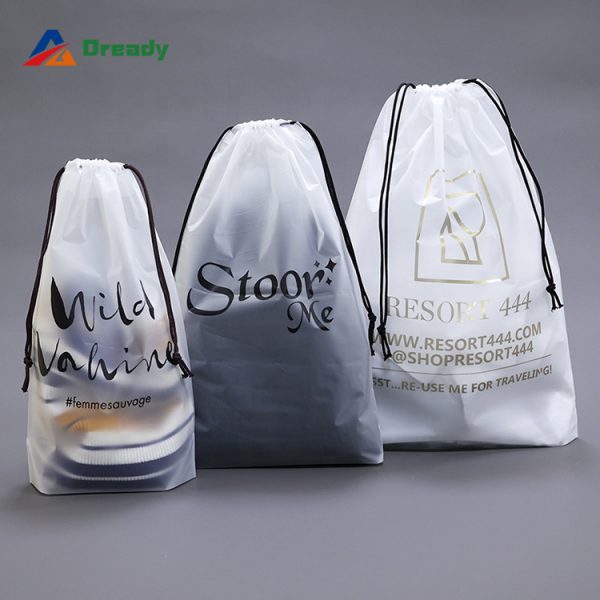 reusable clear frosted small drawstring bag