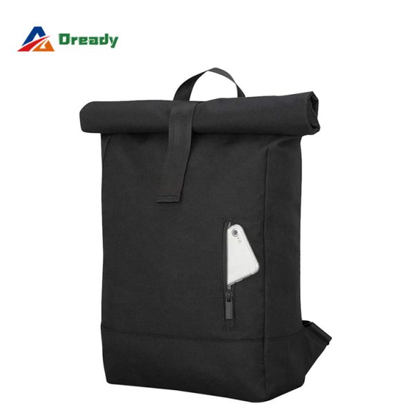 Manufacturer Customized REPT Material Waterproof Business Roll Top Backpack Laptop Bag for Men and Women