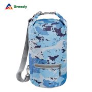 Supplier PVC Tarpaulin Custom Logo Blue Camo Printing Outdoor Sport Hiking Beach Waterproof Dry Bag Floating Ocean Pack