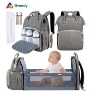 Waterproof Baby Folding Crib Bed Bags Mommy Travel Diaper Backpack Maternity Bags