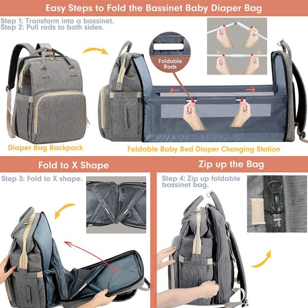 Waterproof foldable baby shade bed bag maternity bag